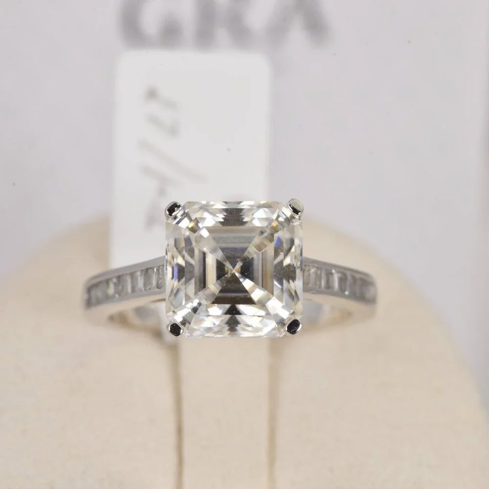 5ct Asscher Cut Moissanite Engagement Ring 925